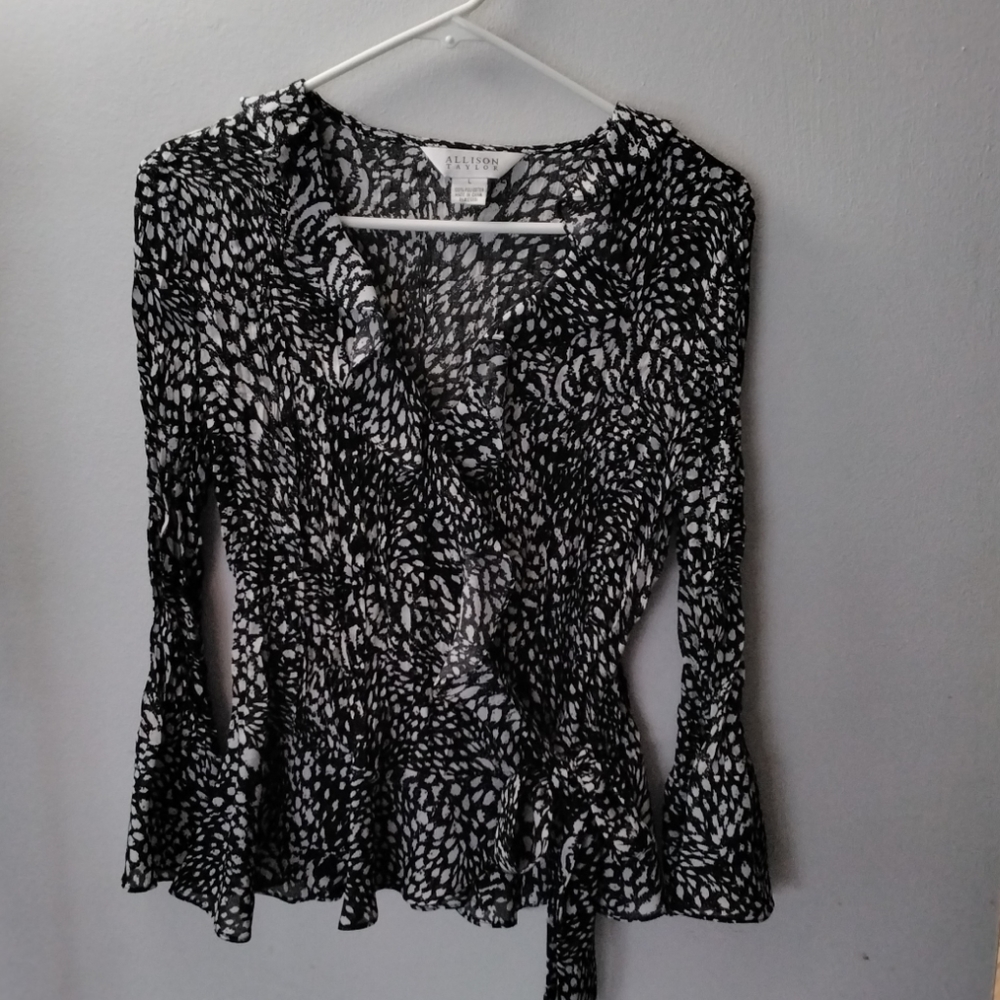 Allison Taylor wrap around bell sleeve blouse